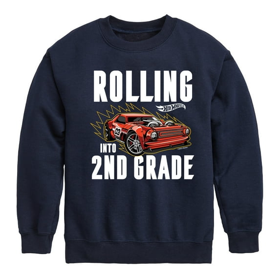 Hot Wheels - Rolling Into 2nd Grade - Youth Crewneck Fleece Sweatshirt