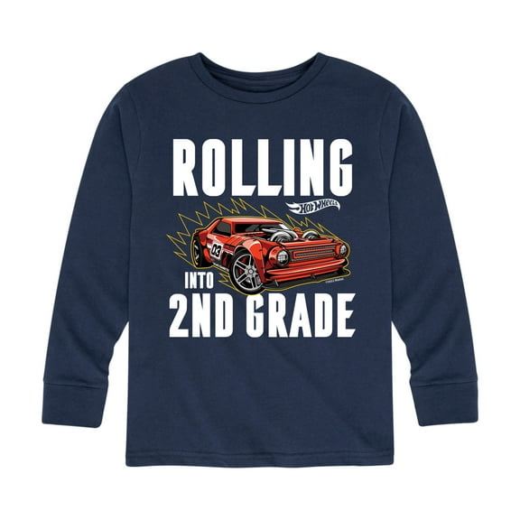 Hot Wheels - Rolling Into 2nd Grade - Youth Long Sleeve Graphic T-Shirt