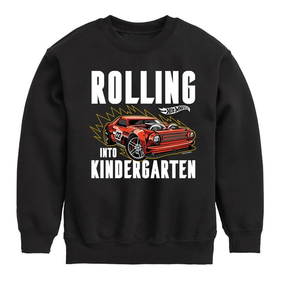 Hot Wheels - Rolling Into Kindergarten - Youth Crewneck Fleece Sweatshirt