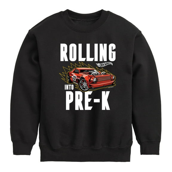 Hot Wheels - Rolling Into Pre K - Youth Crewneck Fleece Sweatshirt
