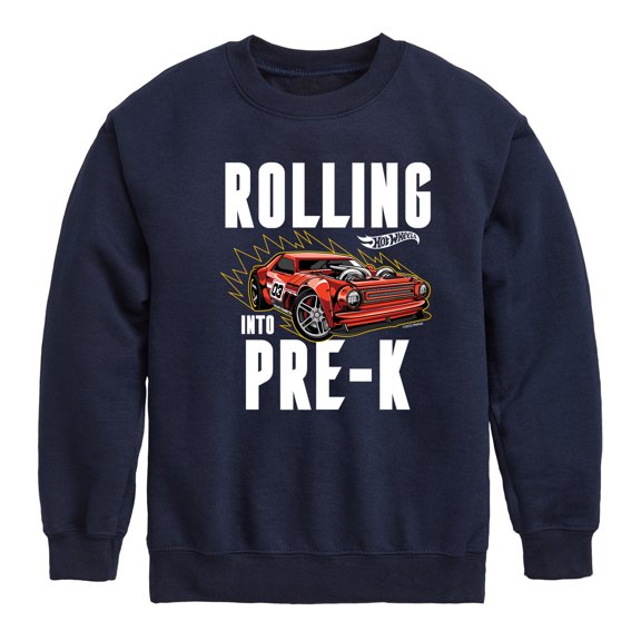 Hot Wheels - Rolling Into Pre K - Youth Crewneck Fleece Sweatshirt