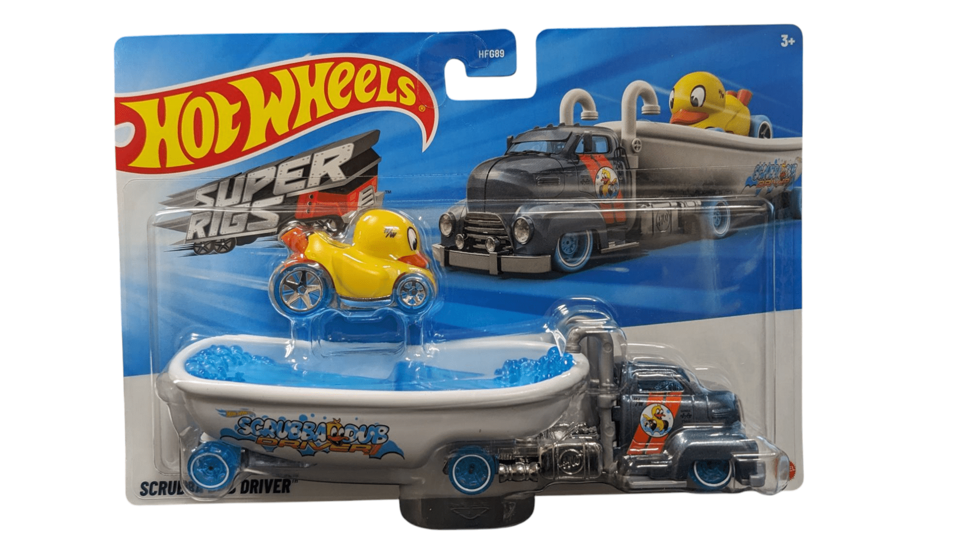 Hot Wheels SUPER RIGS SCRUBBA DUB DRIVER w/ DUCK CAR & BATH TUB