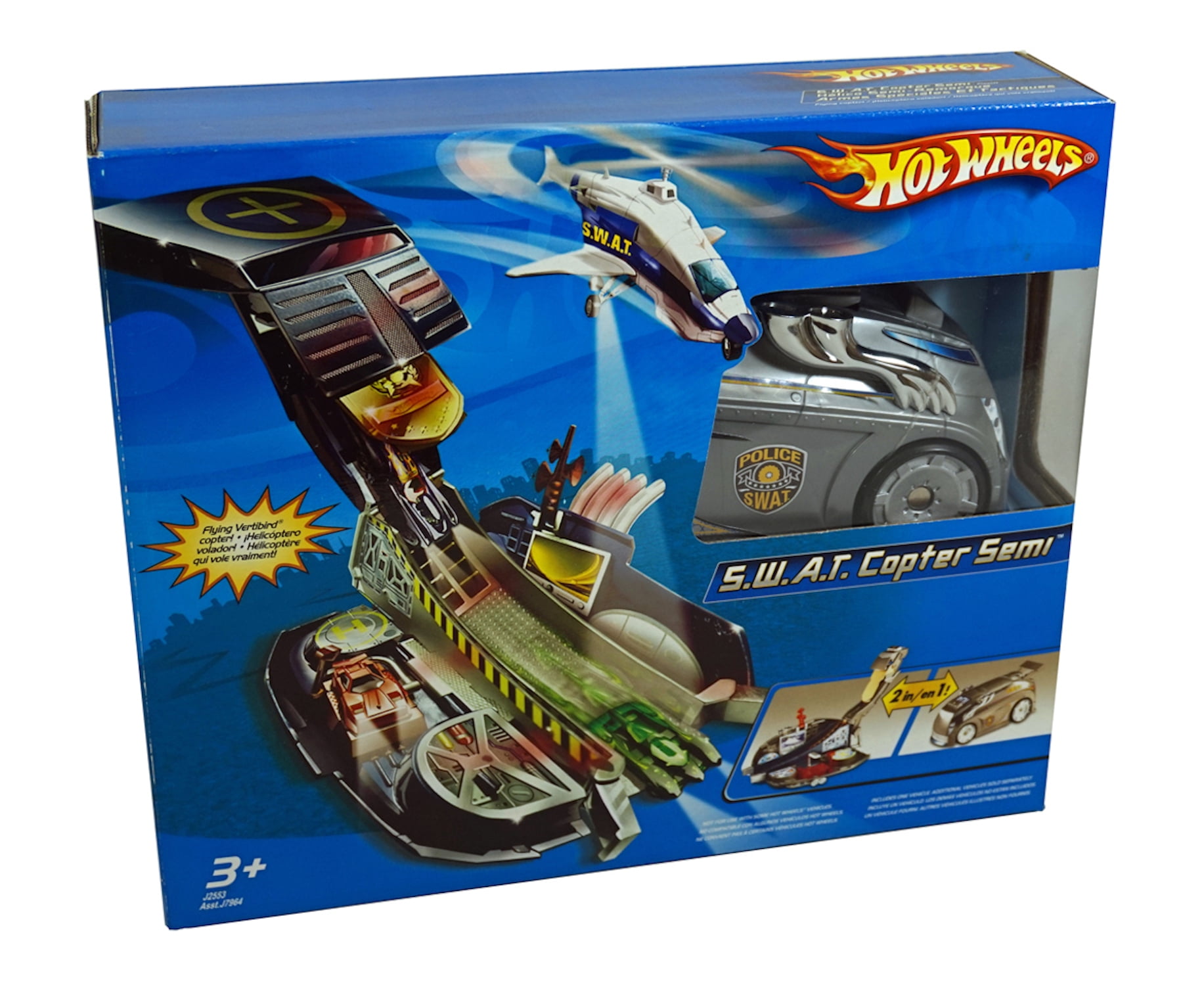 Hot Wheels SWAT Copter Semi - 2-in-1 - Opens into a multi-feature