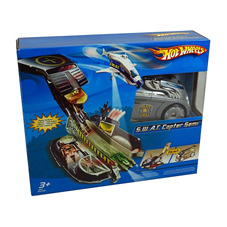 Hot Wheels SWAT Copter Semi - 2-in-1 - Opens into a multi-feature