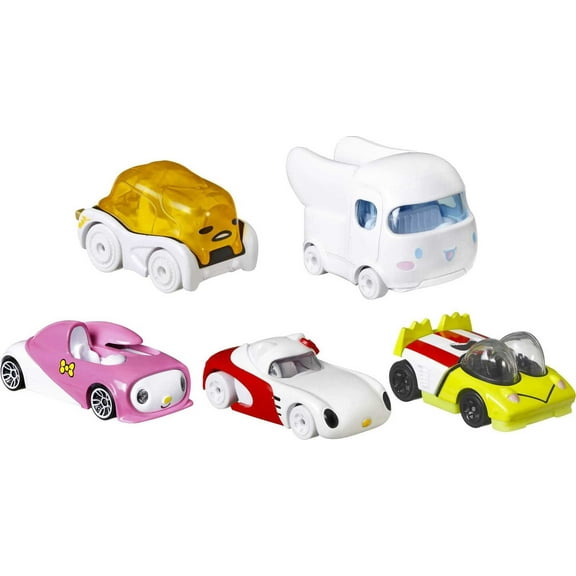Hot Wheels Sanrio Set of 5 Character Toy Cars, Collectible Vehicles Including Hello Kitty