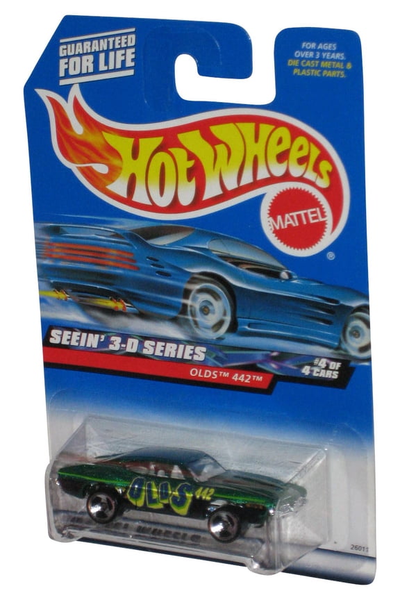 Hot Wheels Seein' 3-D Series 4/4 (1999) Green Olds 442 Toy Car #012