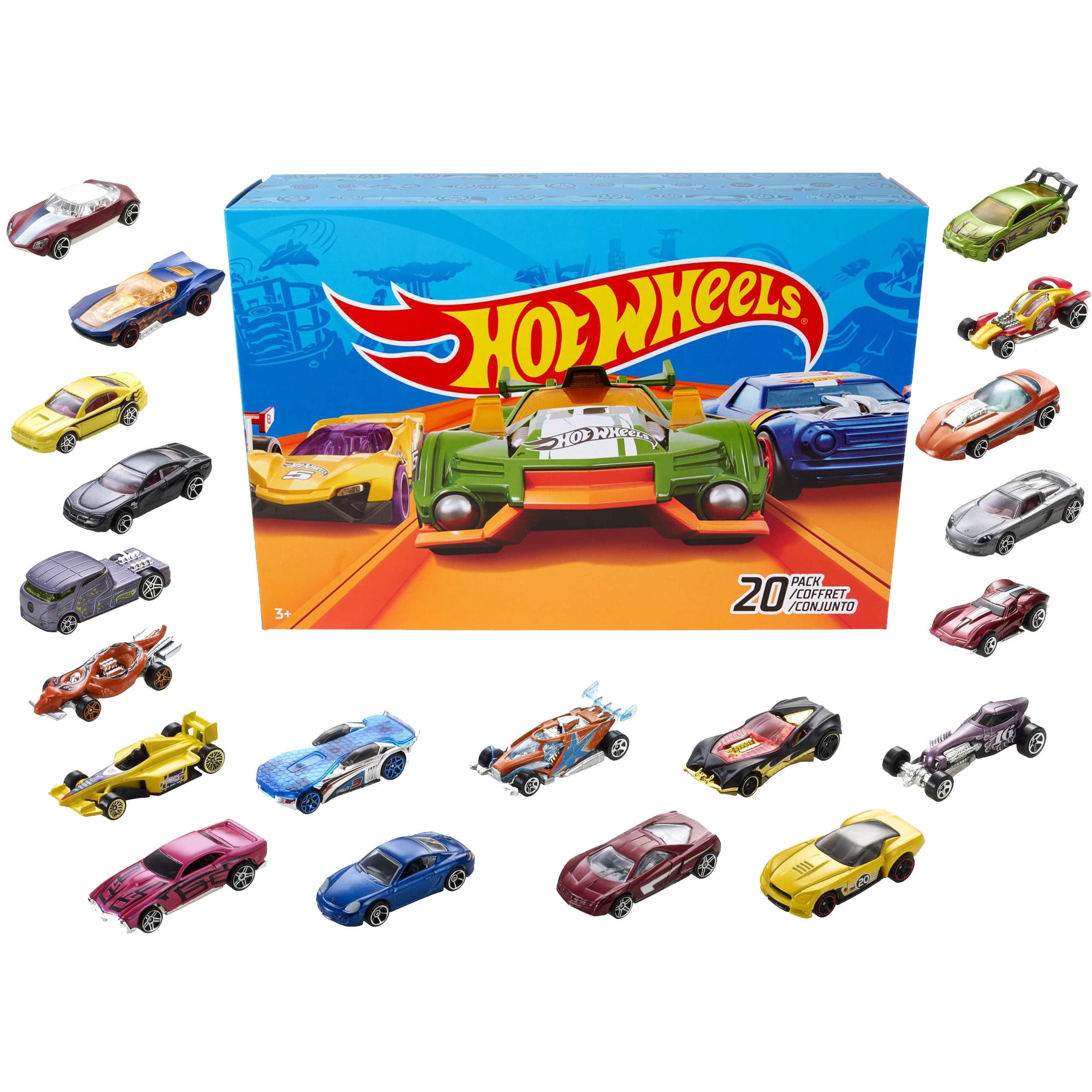 Hot Wheels Set of 20 Toy Cars Trucks in 1 64 Scale Collectible Vehicles Styles May Vary