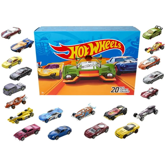 Hot Wheels Set of 20 Toy Cars & Trucks in 1:64 Scale, Collectible Vehicles (Styles May Vary)