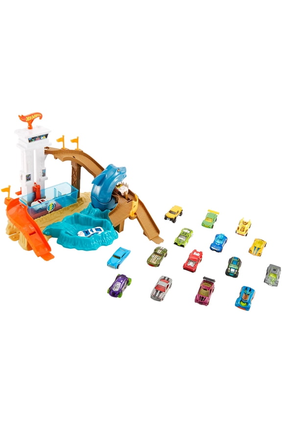 Sharkport Showdown Giant Trackset with 18 Cars