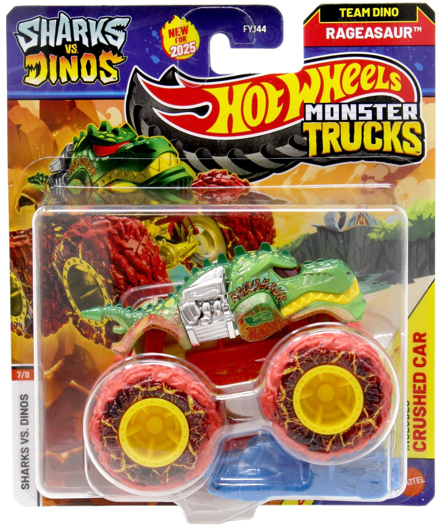 Hot Wheels Sharks vs. Dinos Rageasaur Diecast Car (Red Wheels)