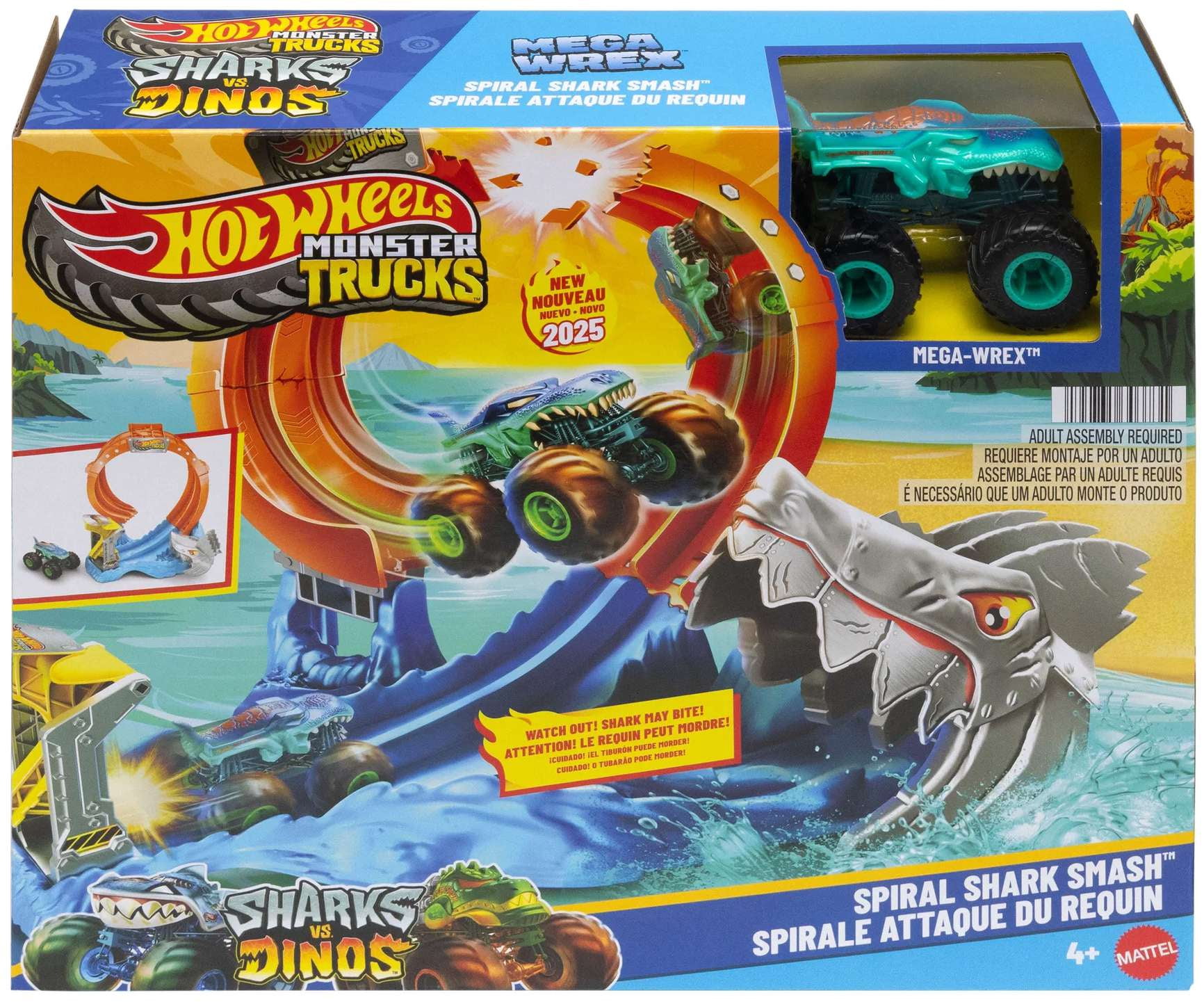 Hot Wheels Sharks vs Dinos Spiral Shark Smash Playset [with Mega Wrex]