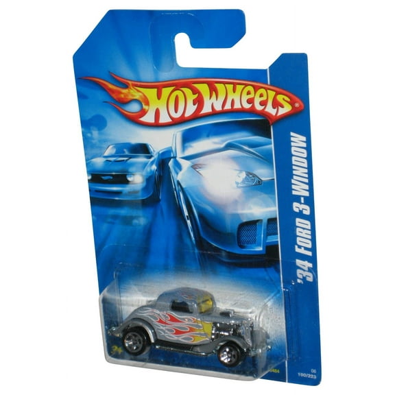 Hot Wheels Silver '34 Ford 3-Window (2006) Mattel Toy Car 190/223