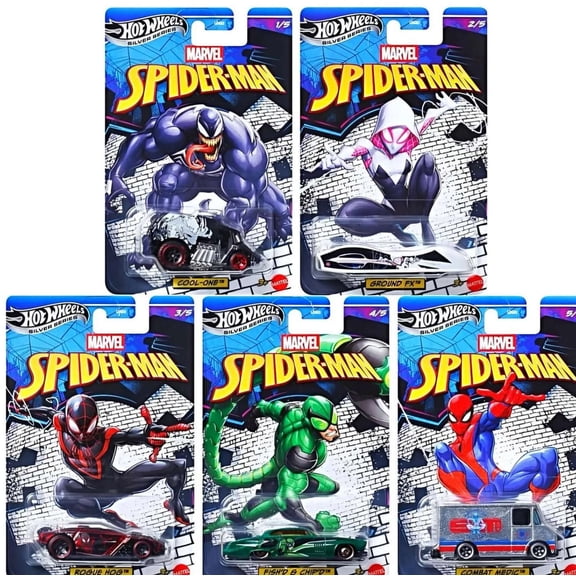 Hot Wheels Silver Series Combat Medic, Fish'D & Chip'D, Cool-On, Rogue Hog, Ground FX Set of 5 Diecast Cars