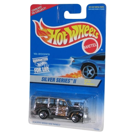 Hot Wheels Silver Series II 2/4 (1995) Silver '40s Woodie Toy Car #421