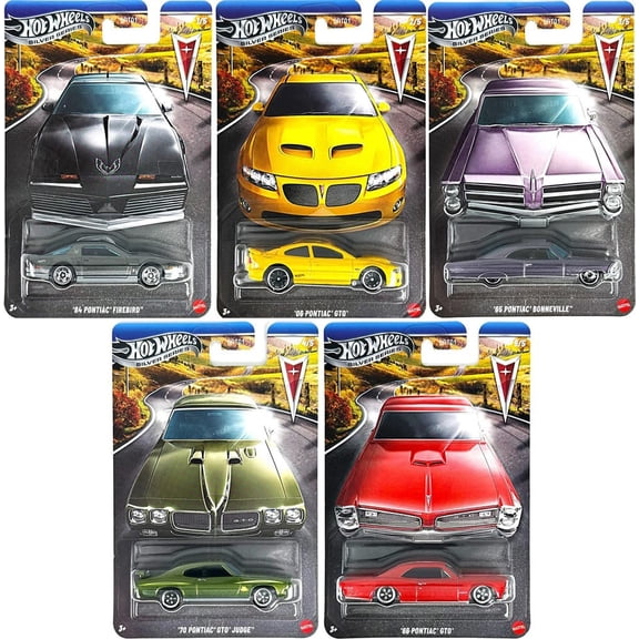 Hot Wheels Silver Series Pontiac 100th Anniversary Set of 5 Diecast Cars