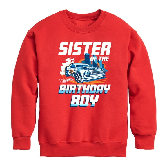 Hot Wheels - Sister Of Birthday Boy - Toddler And Youth Crewneck Fleece Sweatshirt