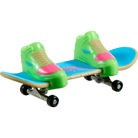 Hot Wheels Skate Neon Bones Tony Hawk Fingerboard and Removable Skate Shoes, 0.13 lbs