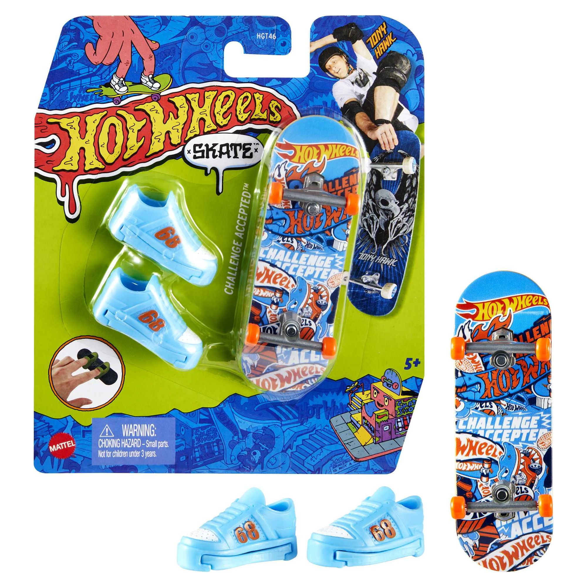 Hot Wheels Skateboard Skate de Dedo com Tênis Preto - Mattel