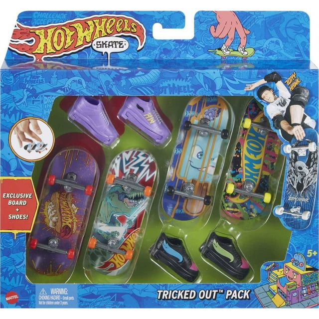 Hot Wheels Tony Hawk Skate Fingerboard Toys Set & Skate Shoes Multipack