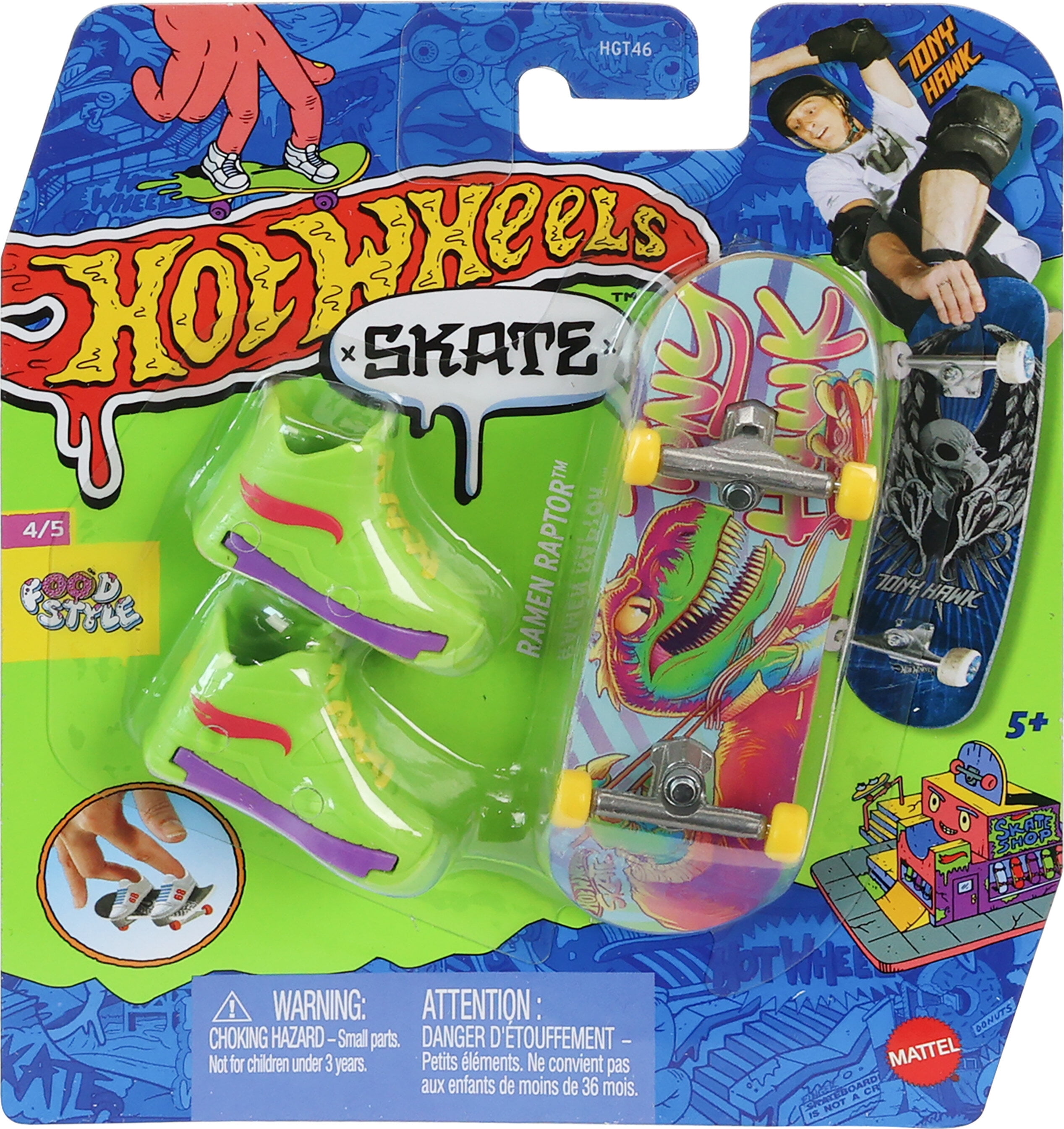 Hot Wheels Skate Tony Hawk Fingerboards & Skate Shoes, Toy for Kids, 0.