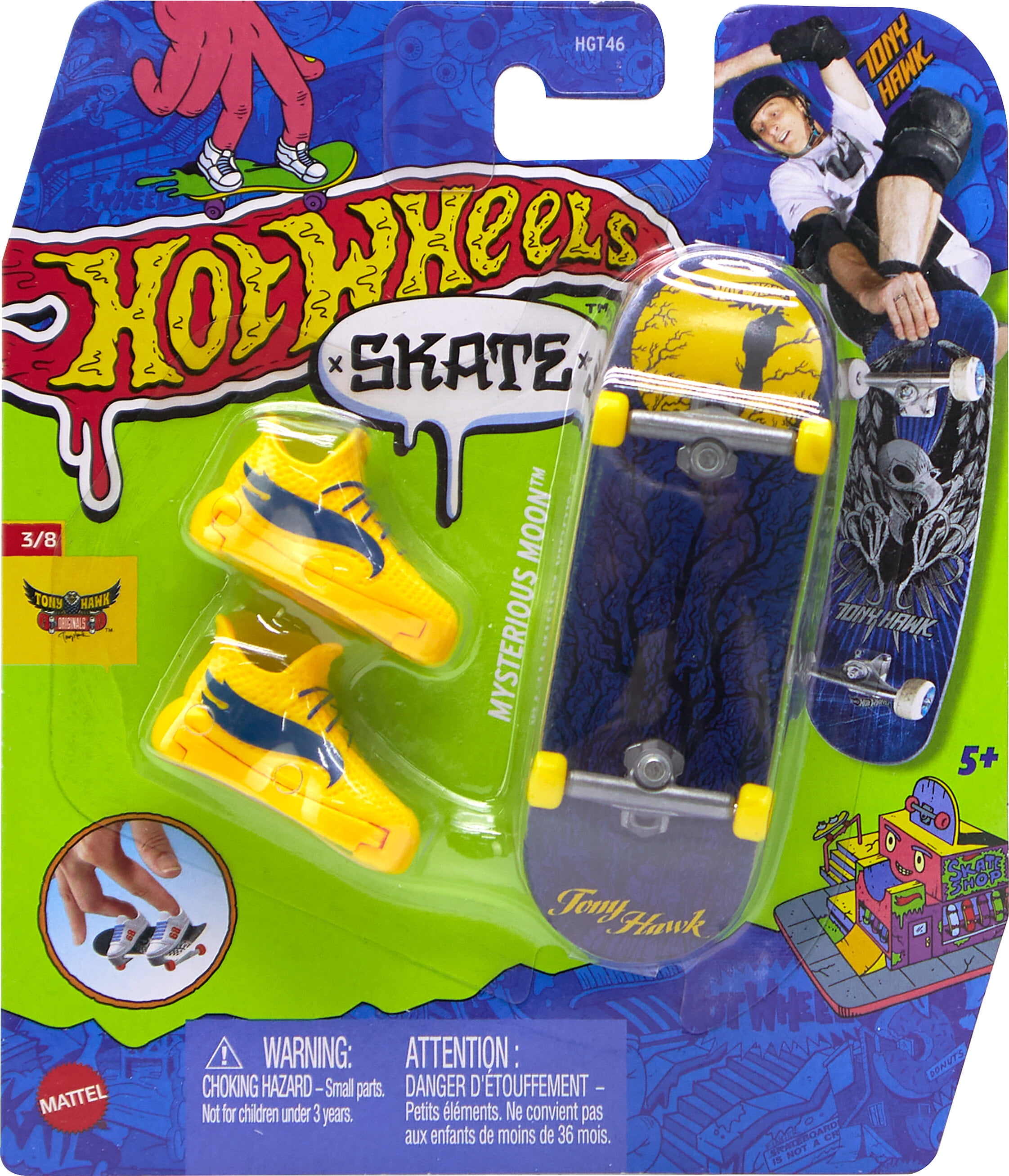 Hot Wheels Skate Tony Hawk Fingerboards & Skate Shoes, Toy for Kids, 0.