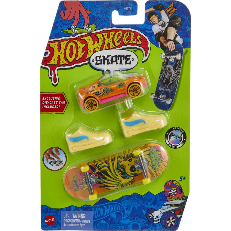 Hot Wheels Skate Tony Hawk Shifter Shrieking Havoc Fingerboard, Hi-Beam Toy  Car & Skate Shoes 