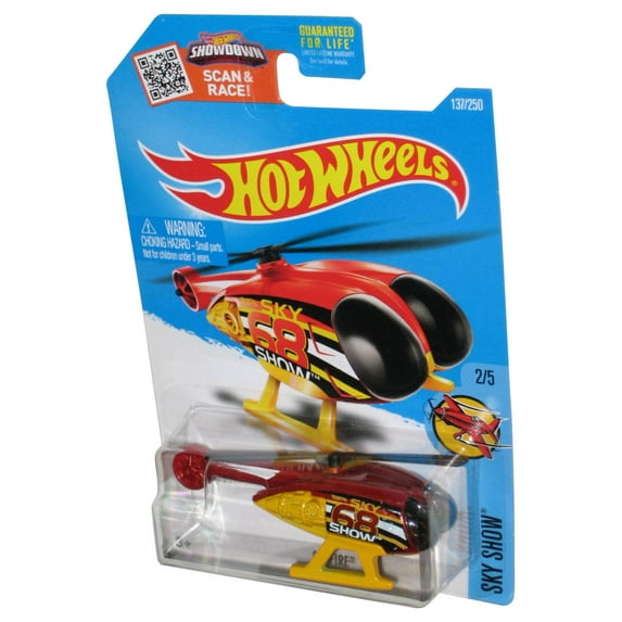 Hot Wheels Sky Show 2/5 (2015) Yellow & Red Skyfire Helicopter Toy 137/250