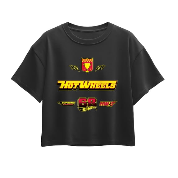 Hot Wheels - Soccer Jersey Girls' Short Sleeve Boxy Graphic T-Shirt