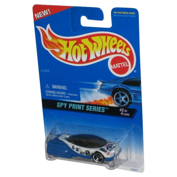 Hot Wheels Spy Print Series (1996) Blue & White Alien Toy Car 2/4