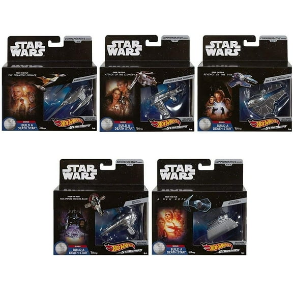 Hot Wheels Star Wars Commemorative Silver Series Sealed Case Set of 5 Diecast Vehicles Starships