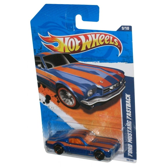 Hot Wheels Street Beasts 9/10 (2010) Blue & Orange Ford Mustang Fastback Car 89/244
