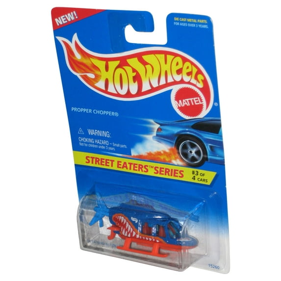 Hot Wheels Street Eaters 3/4 (1995) Orange & Blue Toy Helicopter #414