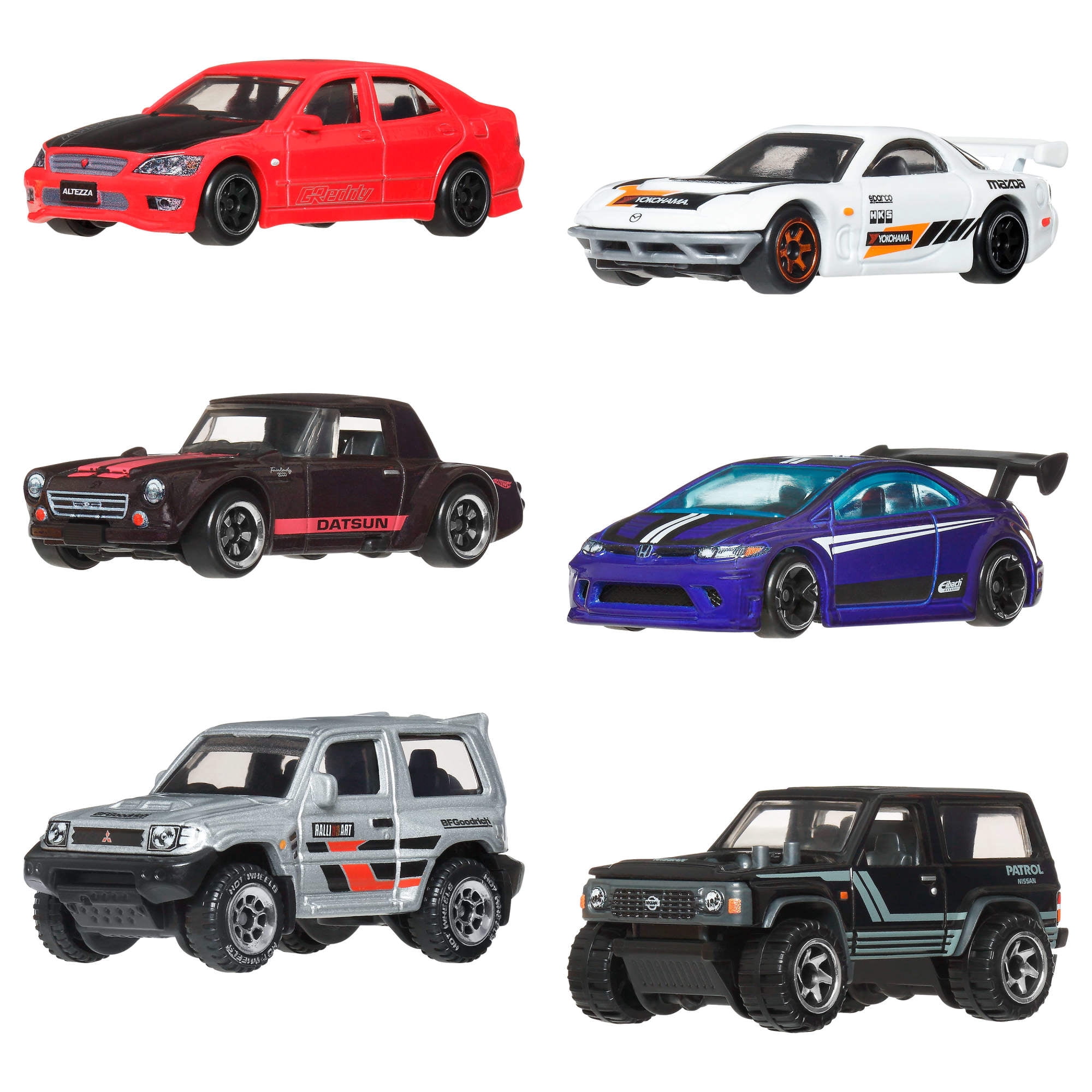 Hot Wheels, Die-Cast Toy Cars, Set of 6 Japanese Vehicles