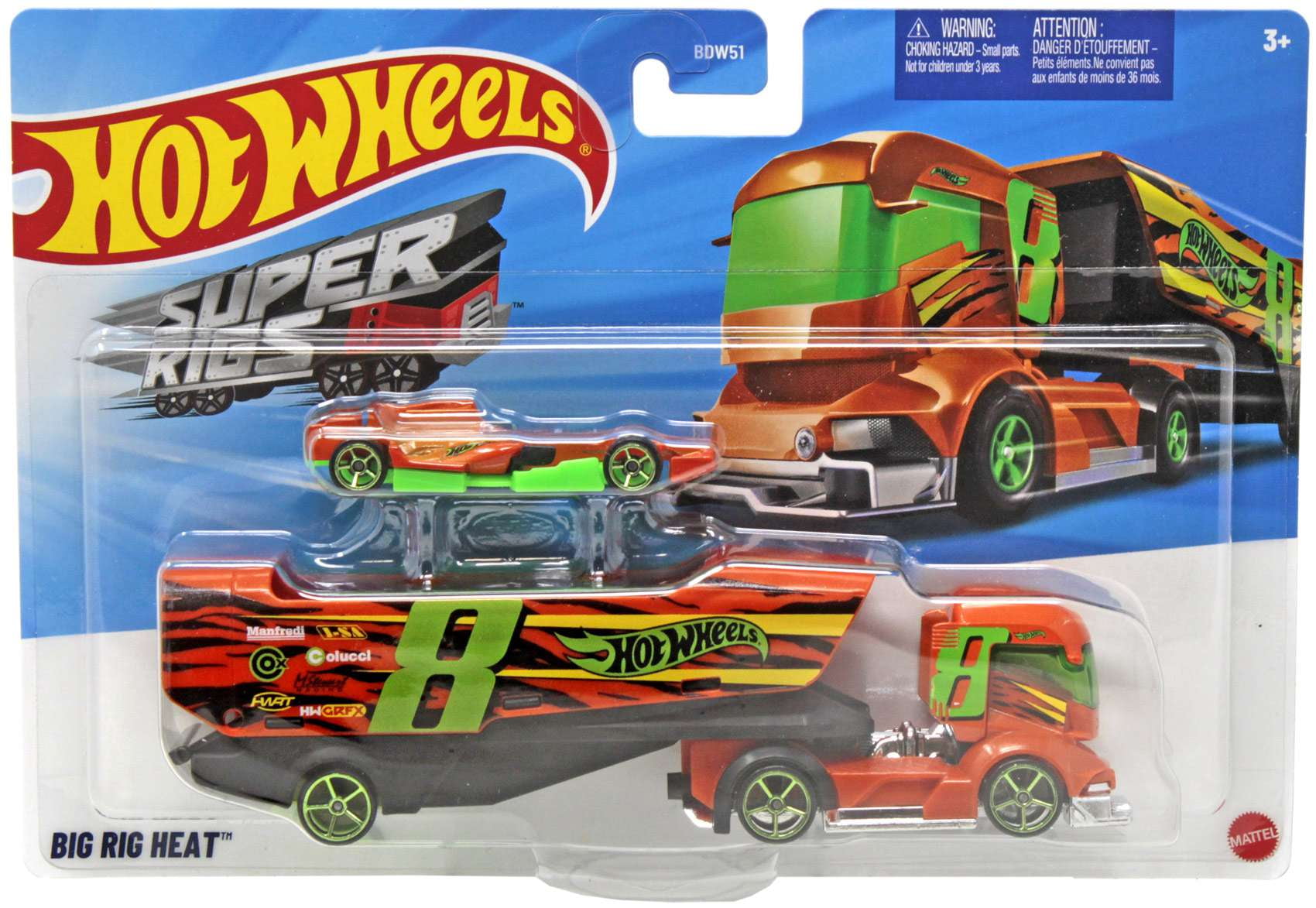 Hot Wheels Super Rigs Big Rig Heat Diecast Car (Orange