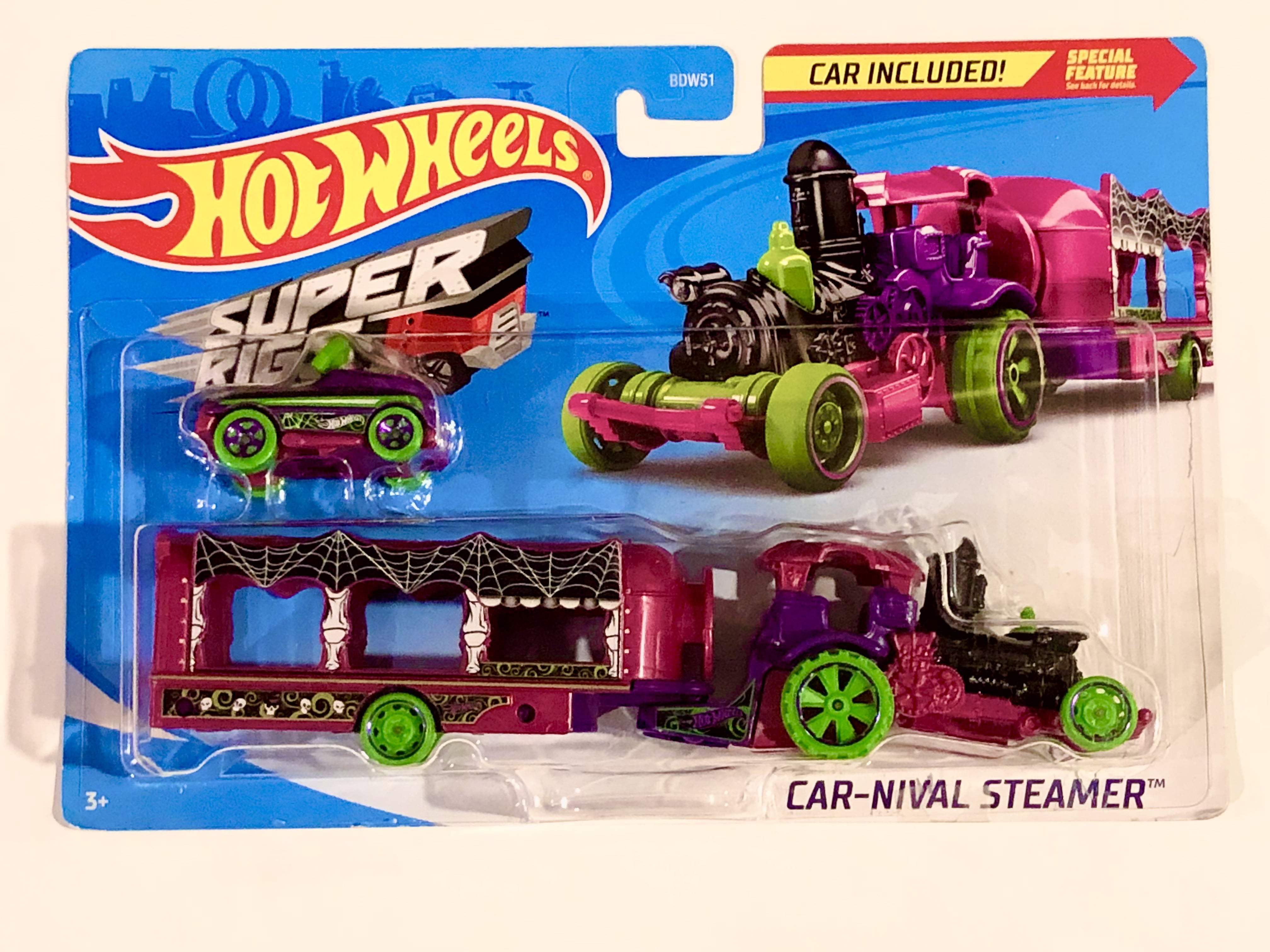 Hot Wheels Super Rigs CarNival Steamer 2019 (Green Wheel Version) with