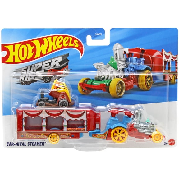 Hot Wheels Super Rigs Car-Nival Steamer Diecast Car (Red)