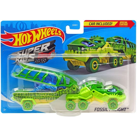 Hot Wheels Super Rigs Fossil Freight Diecast Car (Green)