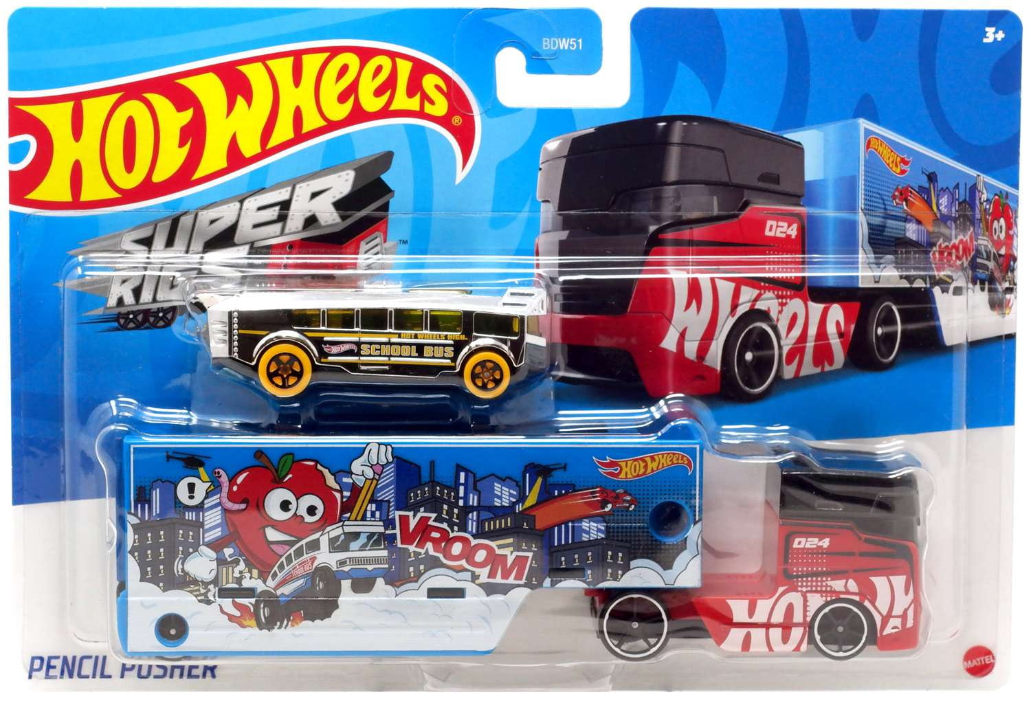 Hot Wheels Super Rigs Pencil Pusher Diecast Car (Blue & Red) - Walmart.com