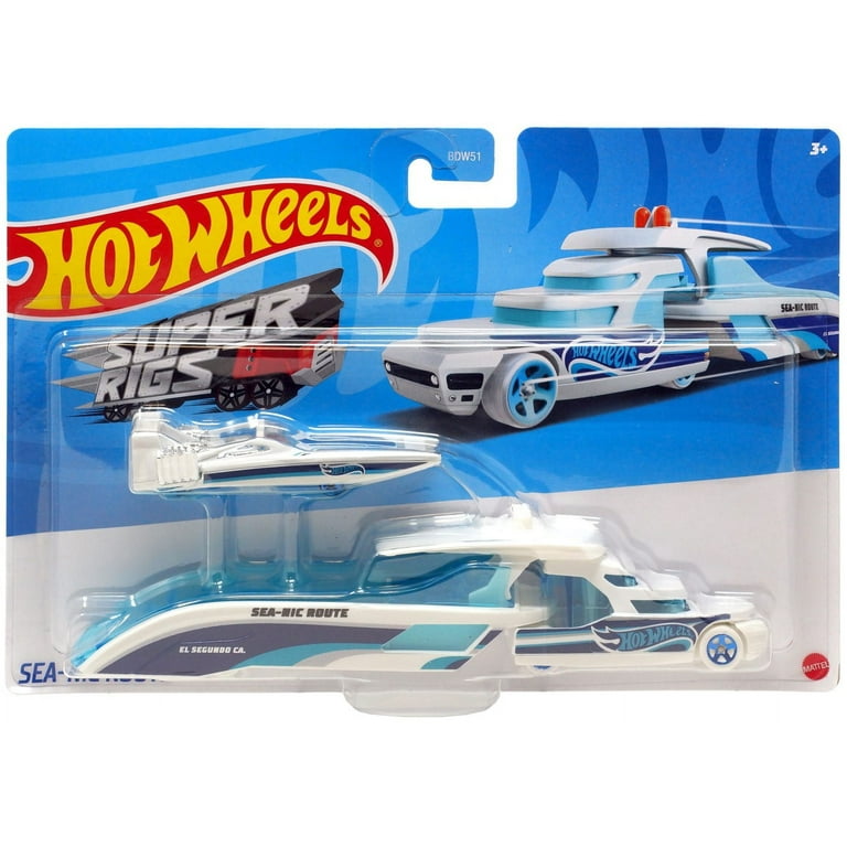 Hot Wheels Hauler Diecast Car Transporter, Super Rigs Sea-Nic