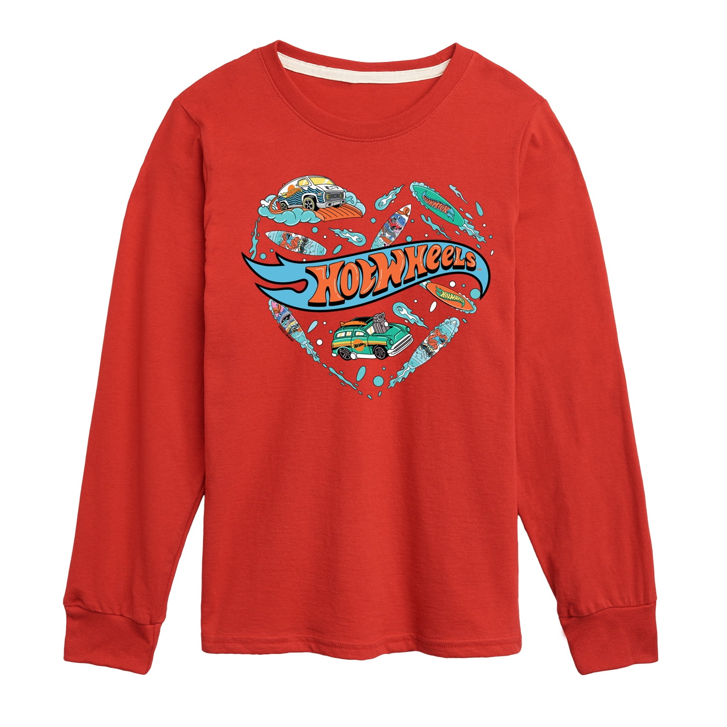 Hot Wheels - Surfing Mix In A Heart - Toddler & Youth Long Sleeve Graphic T-Shirt