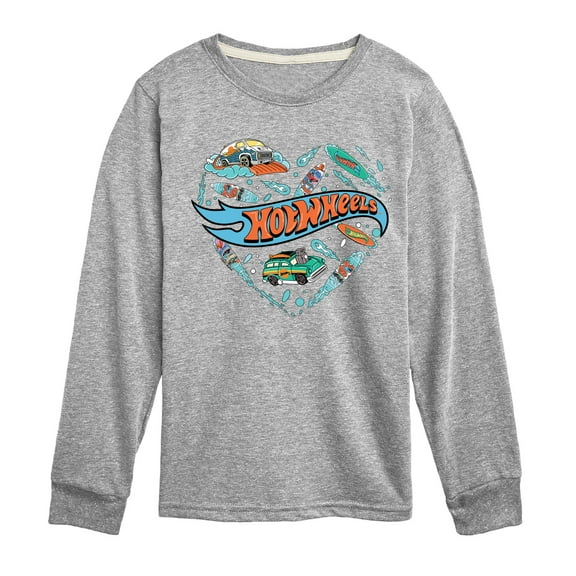 Hot Wheels - Surfing Mix In A Heart - Toddler & Youth Long Sleeve Graphic T-Shirt
