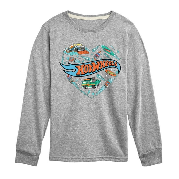 Hot Wheels - Surfing Mix In A Heart - Toddler & Youth Long Sleeve Graphic T-Shirt