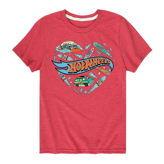Hot Wheels - Surfing Mix In A Heart - Toddler & Youth Short Sleeve Graphic T-Shirt