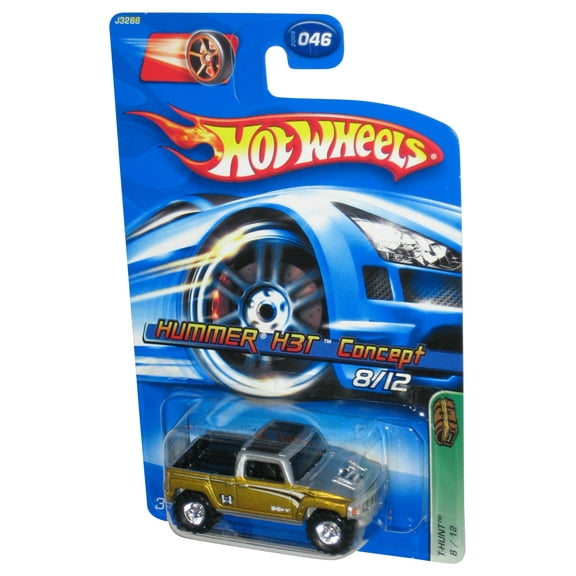 Hot Wheels T-Hunt 8/12 (2006) Gold Hummer H3T Concept Toy Car #046 - (Faster Than Ever Racing Wheel Card)