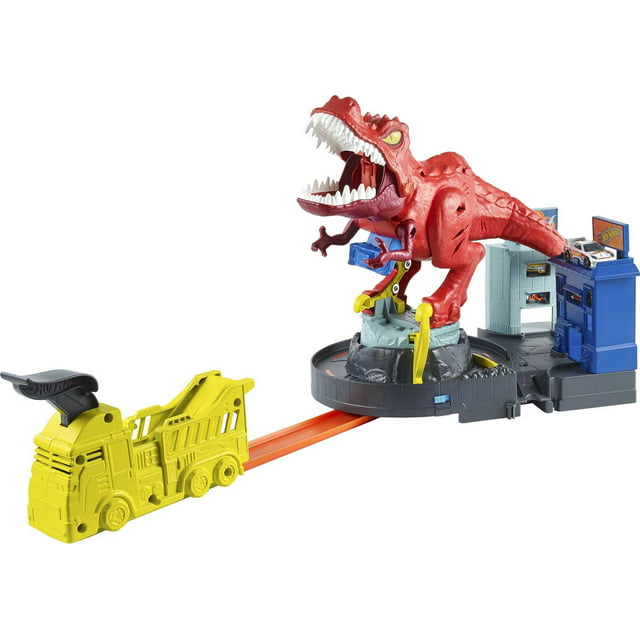 Hot Wheels T-Rex Rampage Track Set , Works With Hot Wheels City Sets, Toys for Kids Ages 5 to 10