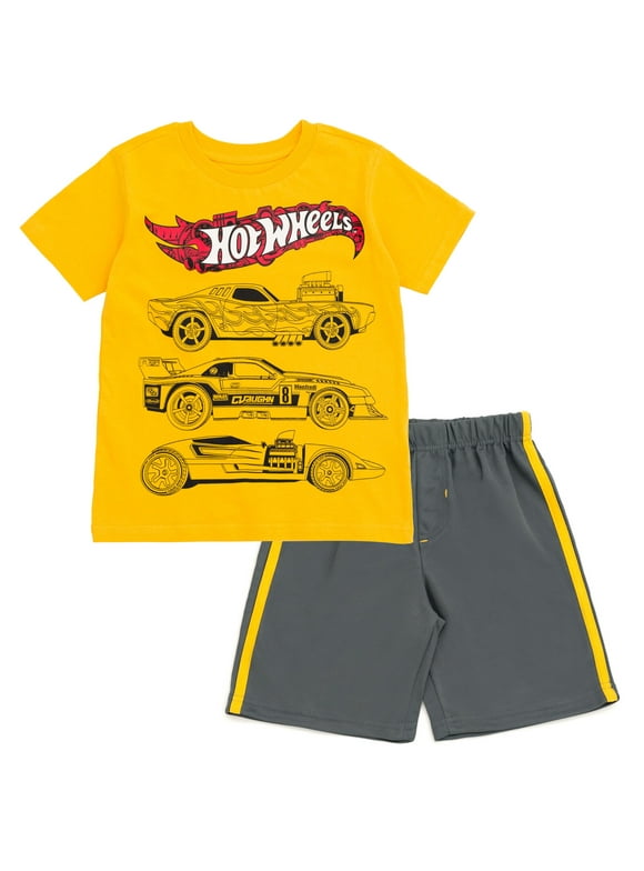 Hot Wheels T-Shirt and Mesh Shorts Outfit Set Toddler to Little Kid