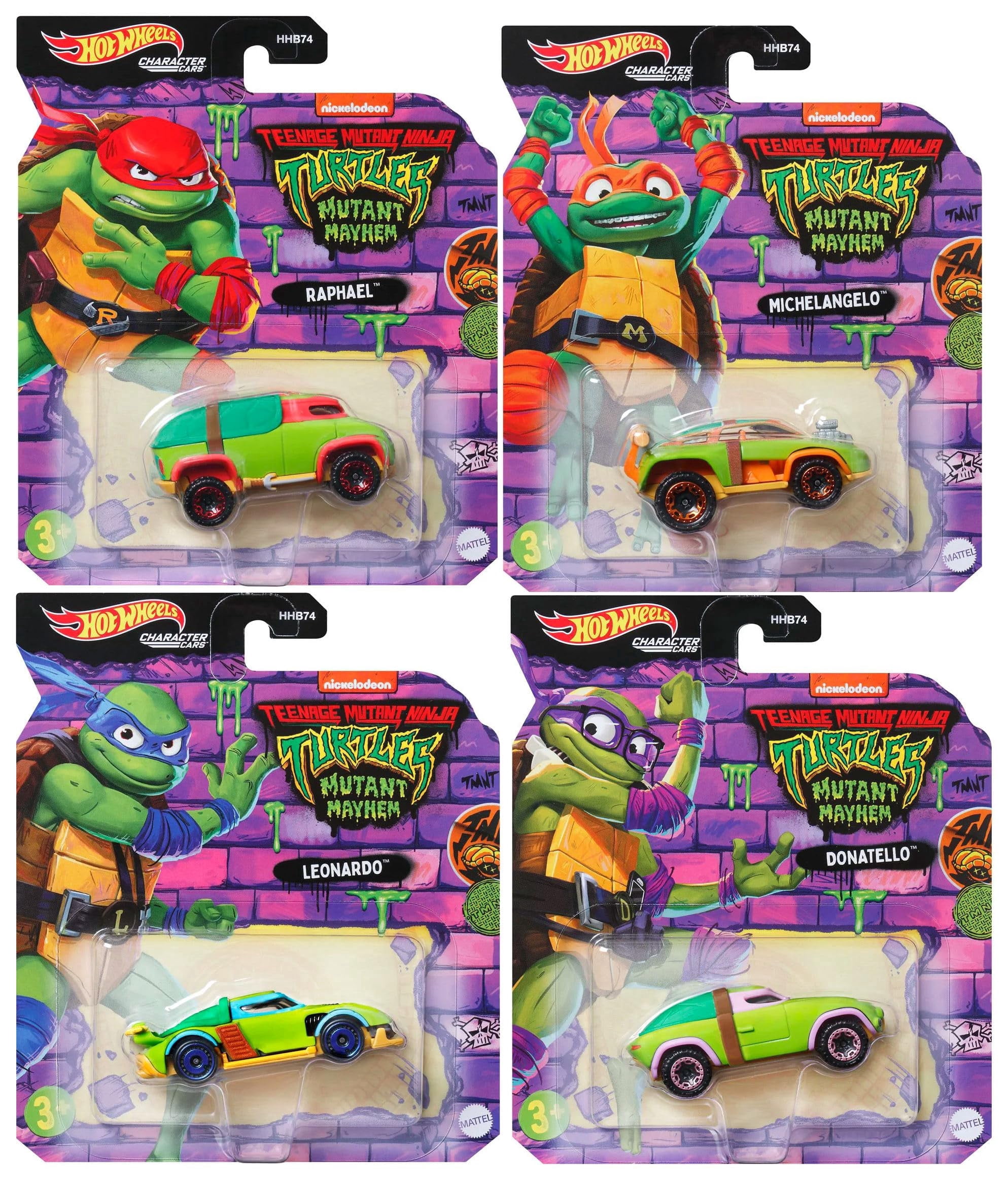 Hot Wheels TMNT Mutant Mayhem Character Cars, Teenage Mutant Ninja