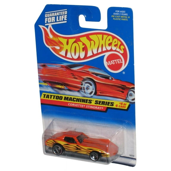 Hot Wheels Tattoo Machines Series 4/4 Orange Corvette Stingray Toy Car #688