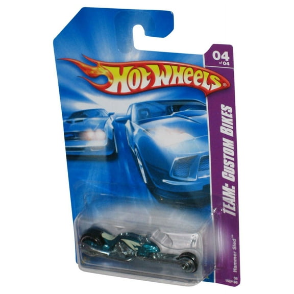 Hot Wheels Team Custom Bikes (2007) Teal Blue Hammer Sled Toy Bike 152/196