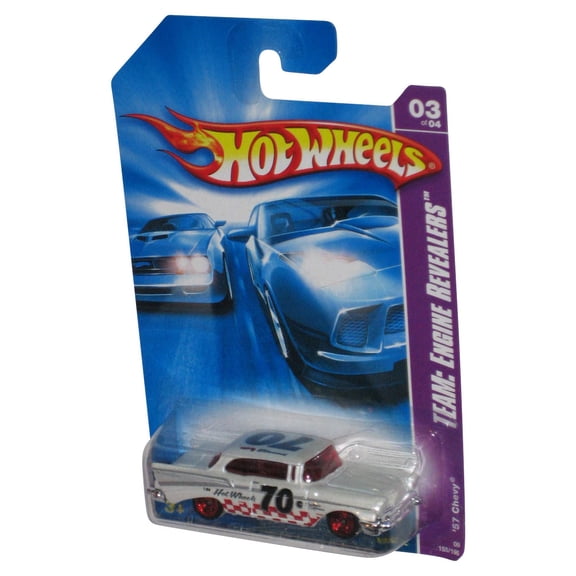 Hot Wheels Team Engine Revealers (2007) White '57 Chevy Toy Car 155/196